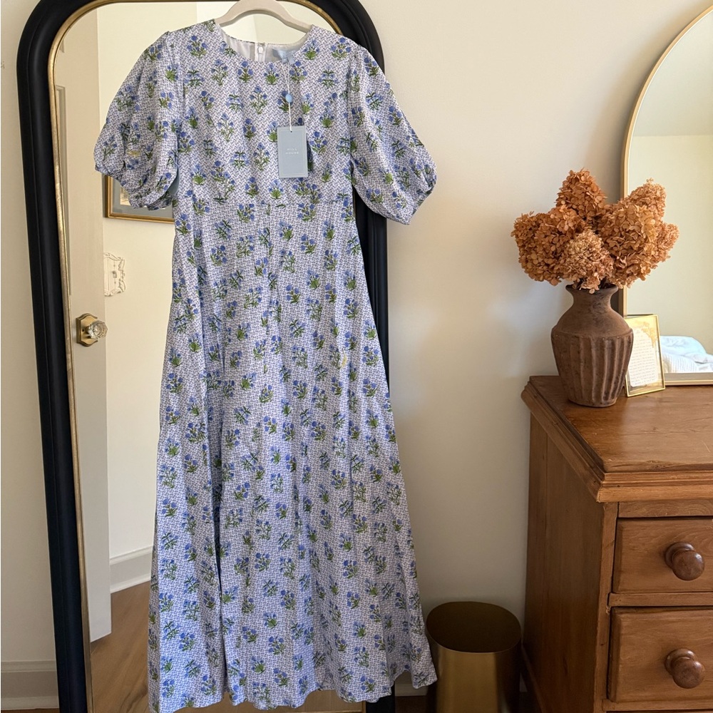 Hill House Home The Short Sleeve Nadia Dress - Blue Block Print